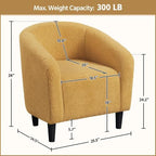 Yaheetech Small 25.5in Wide Sherpa Barrel Accent Chair, Mustard Yellow - Image 3
