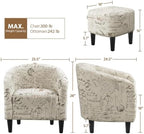 Yaheetech Small 25.5in Wide Boucle Barrel Accent Chair, Letter Print - Image 3