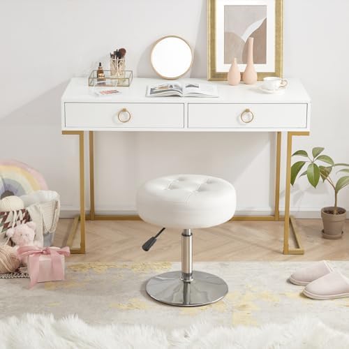 Gitrah White Vanity Stool Chair Swivel Adjustable Comfortable Makeup Stool - Image 7