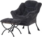 Welnow Lazy Chair with Ottoman, Reading Chair with Footrest, Navy Blue by LifeGetsBetterWithWelnow