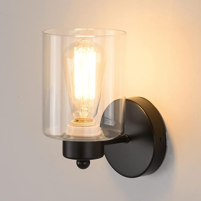 1-Light Bathroom Black Vanity Light Matte Black Wall Sconce Vintage - Image 5
