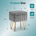 OLIXIS Vanity Stool Chair Faux Fur with Storage, Soft Ottoman 4 Metal Legs with Anti-Slip Feet, Makeup Cute Soft Small Footstool for Makeup, Cute Small Footrest for Dressing Table - Image 2