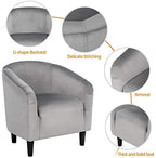 Yaheetech Small 25.5in Wide Velvet Barrel Accent Chair for Bedroom, Gray - Image 6