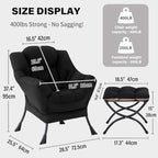 Tiita Lazy Chair with Ottoman, Comfy Reading Accent Chair, Black - Image 2