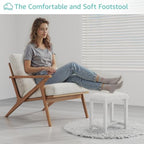 Small Plush Vanity Stool, Cute Vanity Stools with Soft Faux Rabbit Fur Cushion, White Makeup Vanity Chair for Small Spaces, Living Room, Bedroom, Entryway, Ottoman Foot Rest for Couch Sillas Modern - Image 3