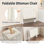 BAMBOOHOMIE Foldable Foot Stool Ottoman, Modern Foot Rest with Bamboo X Legs & Thick Foam Cushion, Folding Foot Stools Small Padded for Bedroom Living Room, Footstool for Chair Couch (White - White) - Image 4
