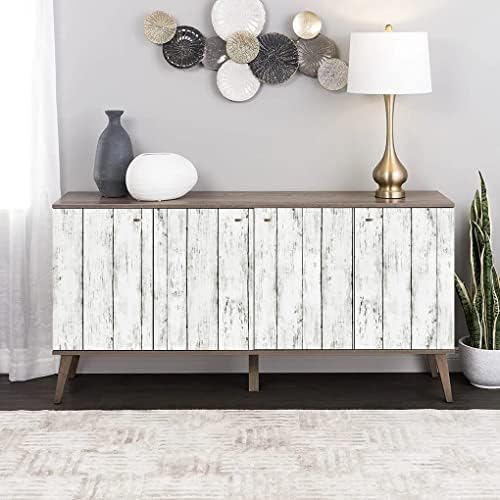 Arthome 17 x 240 inches White Gray, Peel and Stick Wallpaper, Wood Contact Paper - Image 3