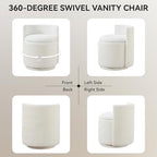 WUTUTUEE Velvet Vanity Chair with Storage, 360° Swivel Makeup Chair with Wave Back, No Assembly Small Accent Stool for Bedroom, Dressing, Living Room, White - Image 6