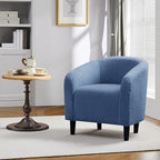 Yaheetech Small 25.5in Wide Sherpa Barrel Accent Chair for Bedroom, Blue - Image 4