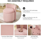 WUTUTUEE Velvet Vanity Chair with Storage, 360° Swivel Makeup Chair with Wave Back, No Assembly Small Accent Stool for Bedroom, Dressing, Living Room, Pink - Image 4