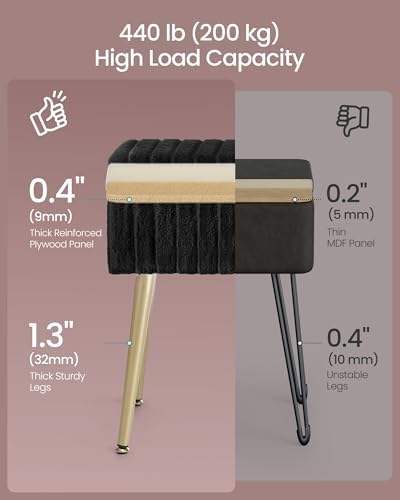 SONGMICS Vanity Stool Chair with Storage, Metal Legs, Max. Load 440 lb - Image 6