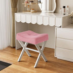 Memobarco 18-Inch Leather Vanity Stool Chair, Pink Saddle Vanity Stool - Image 5