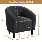 Yaheetech Small 25.5in Wide Sherpa Barrel Accent Chair Bedroom, Dark Gray - Image 3