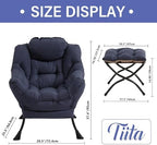 Tiita Lazy Chair with Ottoman, Comfy Reading Accent Chair, Navy - Image 5