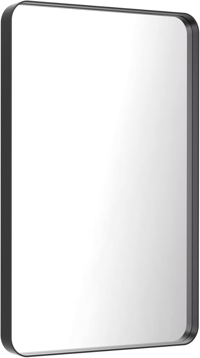 LOAAO 28X36 Inch Black Metal Framed Bathroom Mirror - Image 3
