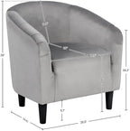 Yaheetech Small 25.5in Wide Velvet Barrel Accent Chair for Bedroom, Gray - Image 3
