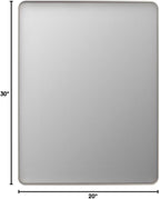 LOAAO 20X30 Inch Brushed Nickel Bathroom Mirror, Rounded Rectangle Silver Metal - Image 7