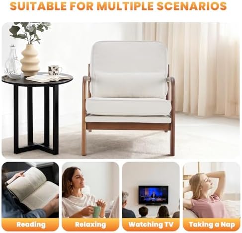 DUMOS Mid Century Modern Accent Chair, 16'' Seat Height Cozy Lounge Chair - Image 4