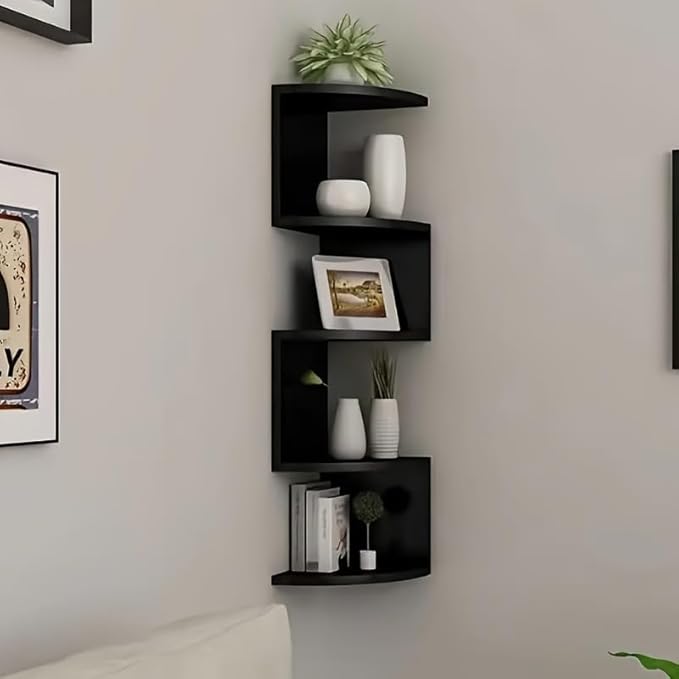 No-Drill Corner Shelf Wall Mount, 5-Tier Floating Corner Bookshelf - Image 10