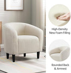 Yaheetech Small 25.5in Wide Sherpa Barrel Accent Chair for Bedroom, Ivory - Image 6