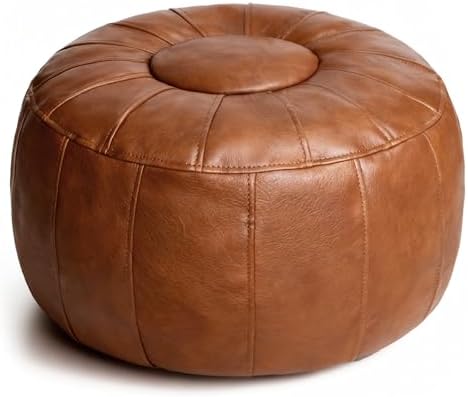 Thgonwid Unstuffed Moroccan Ottoman Pouf Cover, Ottoman Footstool Storage Solution, Bean Bag Chair, Foot Rest, Brown by Thgonwid