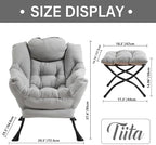 Tiita Lazy Chair with Ottoman, Comfy Reading Accent Chair, Light Grey - Image 4