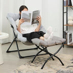 15"(H) Folding Ottoman, Foldable Footrest Stool, Portable Small Foot Stool for Couch, Collapsible Foot Rest Ottoman for Sofa, Accent Padded Ottomans for Home, Living Room, Light Grey - Image 2