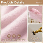 Gitrah Pink Vanity Chair with Storage, Folding Back Faux Fur Vanity Stool, Makeup Ottoman with Gold Legs for Bedroom/Bathroom - Image 6