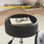 Gitrah Black Vanity Stool Chair with Storage Swivel Adjustable Makeup Stool - Image 6