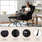 Welnow Lazy Chair with Ottoman, Reading Chair with Footrest, Black - Image 5
