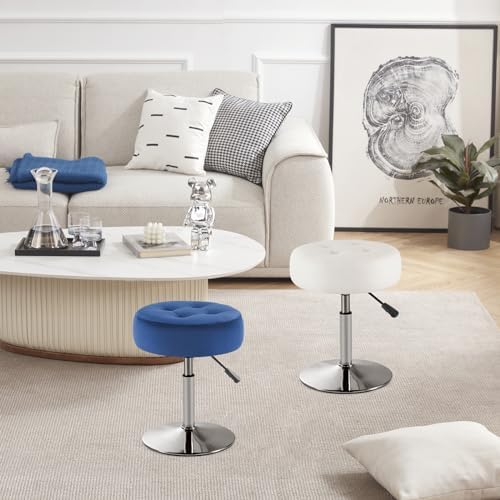Gitrah Blue Vanity Stool Chair Swivel Adjustable Comfortable Makeup Stool - Image 7