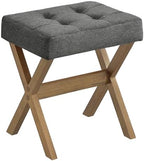 SONGMICS Makeup Stool, Padded Vanity Foot Rest, Solid Wood X Legs by SONGMICSbySONGMICSHOME