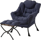Tiita Lazy Chair with Ottoman, Comfy Reading Accent Chair, Navy by TiitaHome