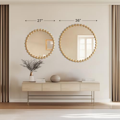 Madison Park Round Mirror, Metal Frame Circle Mirror 27 inch, Wall Art Decor - Image 5