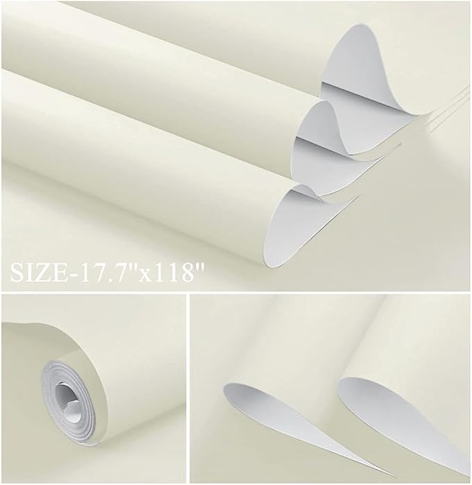 Dimoon 236''x17.7'' White Peel and Stick Wallpaper Contact Paper Modern Self - Image 2