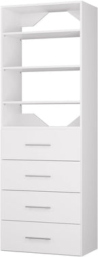 ROOMTEC Modular Closet System, 31.5" 4 Drawer Shelf Closet Tower Wall-Mounted - Image 8