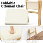 BAMBOOHOMIE Foldable Foot Stool Ottoman, Modern Foot Rest with Bamboo X Legs & Thick Foam Cushion, Folding Foot Stools Small Padded for Bedroom Living Room, Footstool for Chair Couch (Natural - Beige) - Image 5
