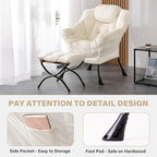 Tiita Lazy Chair with Ottoman, Modern Large Accent Lounge Chairs, Leisure Sofa Armchair with Ottoman, Reading Chair with Footrest for Bedroom, Living Room, Dorm Rooms, Garden - Image 5
