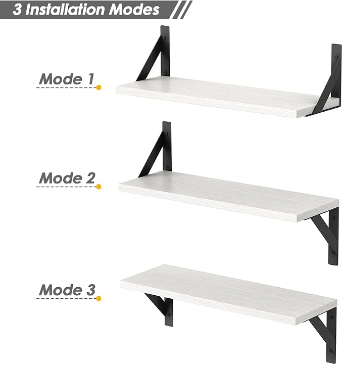Forbena White Floating Shelves for Wall Decor Set of 3, 17 x 6 Inches Bathroom - Image 7