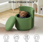 Large Velvet Vanity Chair, 360° Swivel Makeup Chair with Storage, Green - Image 5