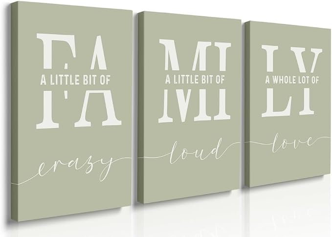 GUBIYU Farmhouse Family Wall Art Set of 3, Home Love Framed Canvas Prints by GUBIYU