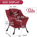 Tiita Lazy Chair for Adults, Comfy Reading Accent Chair, Red Single - Image 3