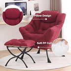 Tiita Lazy Chair with Ottoman, Comfy Reading Accent Chair, Burgundy - Image 4