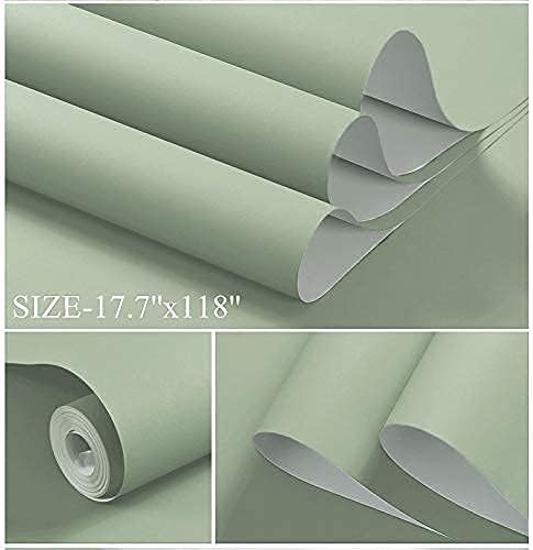 Dimoon 394''x17.7'' Green Peel and Stick Wallpaper Contact Paper Modern Self - Image 2