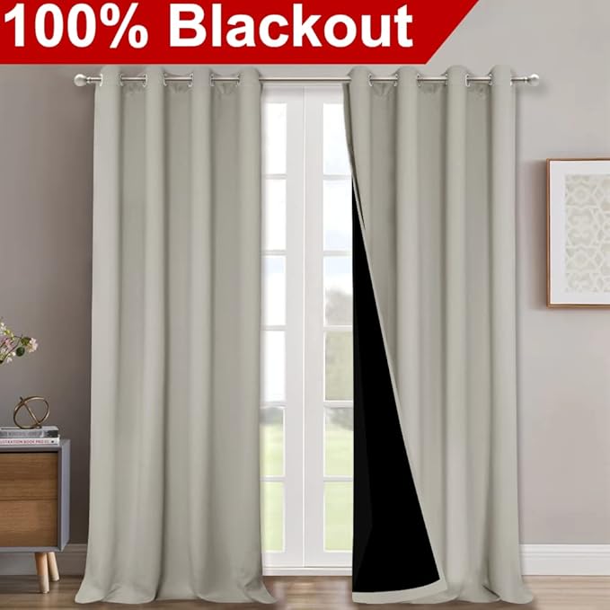 NICETOWN Full Shading Curtains for Windows, Super Heavy-Duty Black Lined - Image 2