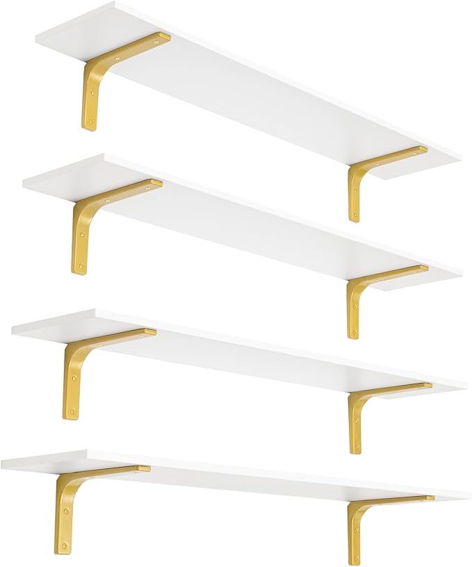 DINZI LVJ Long Wall Shelves, 47.3" Wall Mounted Shelves Set of 4, Large by DINZILVJ