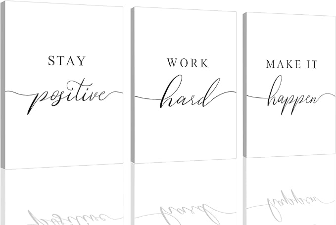 Framed Canvas Wall Art Positive Quotes Painting, Office Wall Art, Positive by EPHANYART