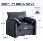 Howjoe Accent Chair for Living Room, Oversized Reading Armchair, Blue - Image 2