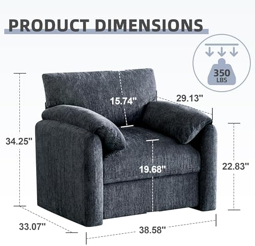 Howjoe 2 Pack Accent Chair for Living Room, Oversized Armchair, Blue - Image 2