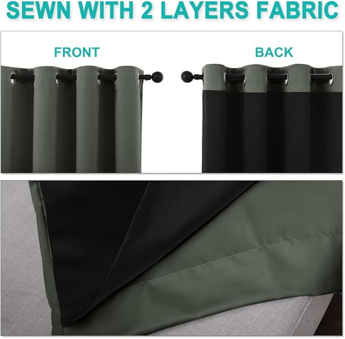 NICETOWN 100% Blackout Curtains 102" Long, Pair of Energy Smart & Noise - Image 5